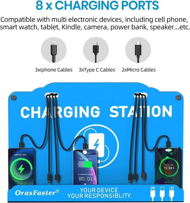 Alt view image 3 of 7 - Wall Mounted Cell Phone Charging Station