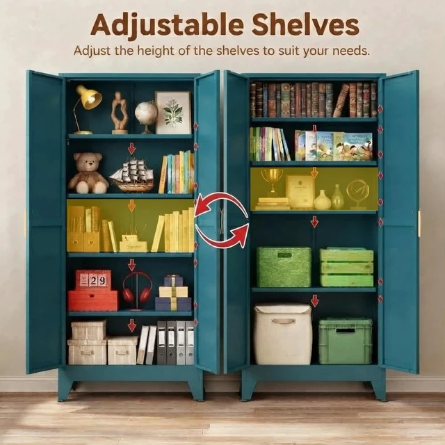 Alt view image 4 of 7 - 71" H Metal Kitchen Storage Cabinet, Farmhouse Food Pantry Cabinet