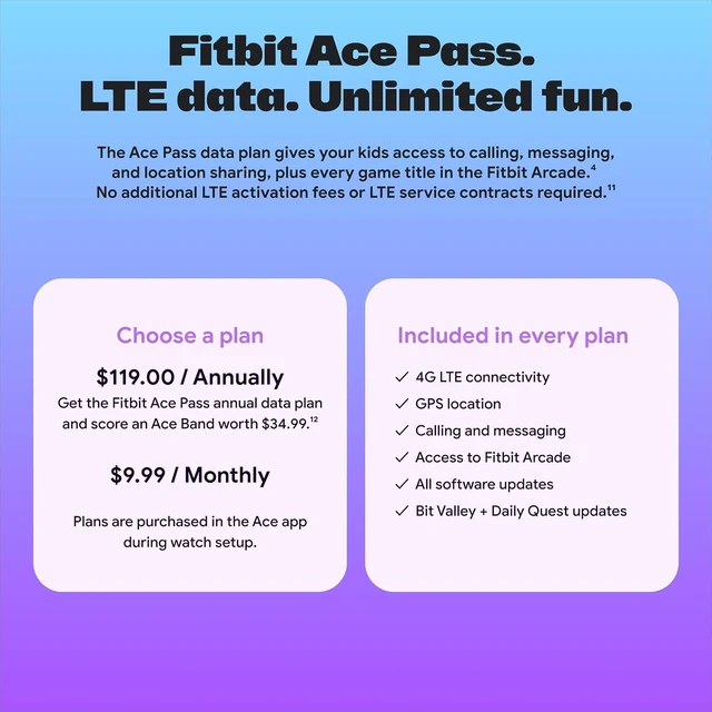 Alt view image 3 of 7 - Fitbit Ace LTE - Kids Smartwatch with Call, Message, GPS, and Activity-Based Games, Ace Pass Data Plan Required - Mild - Strange Arcade