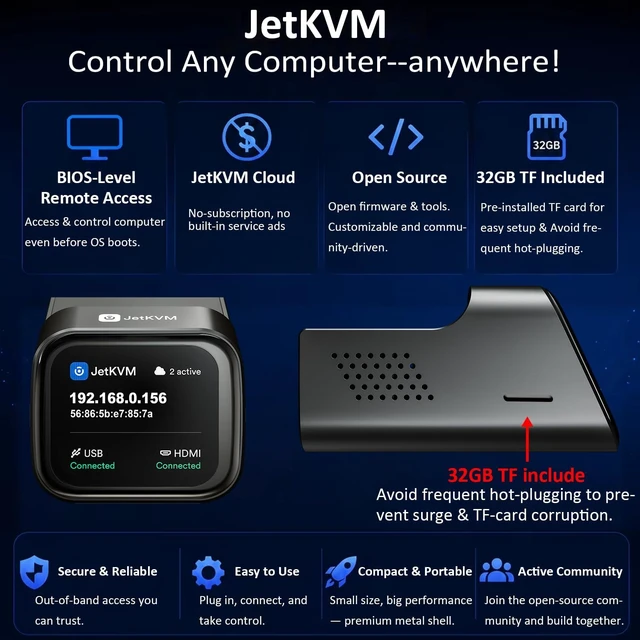 Alt view image 4 of 6 - JetKVM IP KVM, Jet KVM Over IP, Open Source IPKVM, Network KVM for Any PC