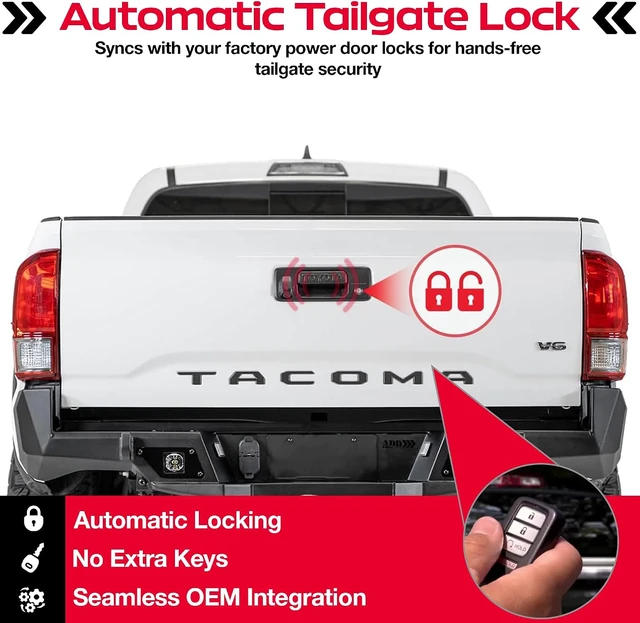 Alt view image 2 of 7 - Toyota Tacoma Tailgate Lock Power Tailgate Anti-Theft Lock with Plug & Play T-Harness Fits Tacoma/Tundra 2016-2023 Models (PL8547TAC)