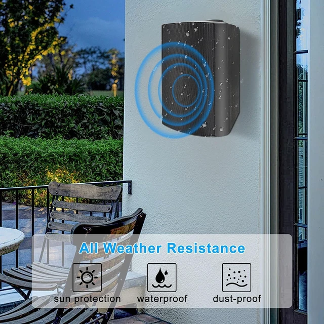 Alt view image 4 of 7 - 5.25 Inches 600 Watts Passive Indoor Outdoor Speakers Wired Waterproof,Wall Mount Speakers with Loud Volume Suitable for Patio,Garden Home Theater,Black (2 Pairs)