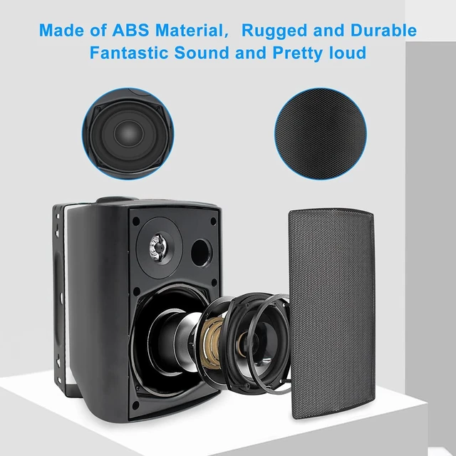 Alt view image 7 of 7 - 5.25 Inches 600 Watts Passive Indoor Outdoor Speakers Wired Waterproof,Wall Mount Speakers with Loud Volume Suitable for Patio,Garden Home Theater,Black (2 Pairs)