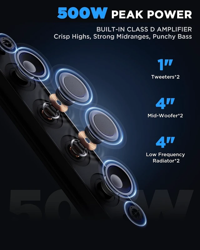 Alt view image 2 of 7 - 25 Inch 6-Speaker UTV Sound Bar with Bluetooth, RGB, IP66 Waterproof
