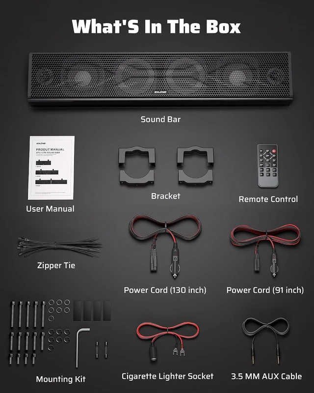 Alt view image 7 of 7 - 25 Inch 6-Speaker UTV Sound Bar with Bluetooth, RGB, IP66 Waterproof