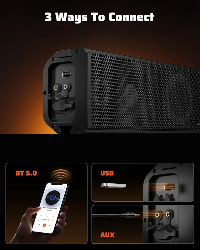 Alt view image 6 of 7 - 25 Inch 6-Speaker UTV Sound Bar with Bluetooth, RGB, IP66 Waterproof