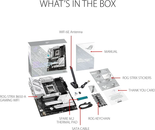 Alt view image 6 of 7 - ROG Strix B650-A Gaming WiFi B650 AM5 Ryzen Desktop 9000 8000 & 7000 ATX motherboard, 12 + 2 power stages, DDR5, 3x M.2 slot, PCIe® 4.0, 2.5G LAN, WiFi 6E, USB 3.2 Gen 2x2 Type-C®, Aura Sync