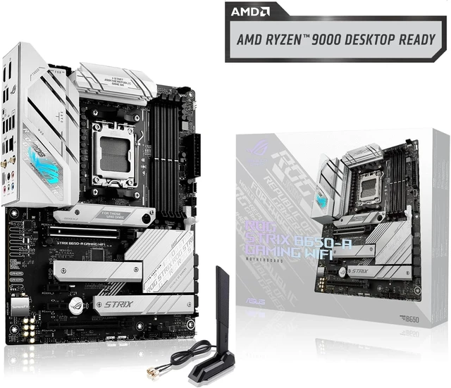 Alt view image 7 of 7 - ROG Strix B650-A Gaming WiFi B650 AM5 Ryzen Desktop 9000 8000 & 7000 ATX motherboard, 12 + 2 power stages, DDR5, 3x M.2 slot, PCIe® 4.0, 2.5G LAN, WiFi 6E, USB 3.2 Gen 2x2 Type-C®, Aura Sync