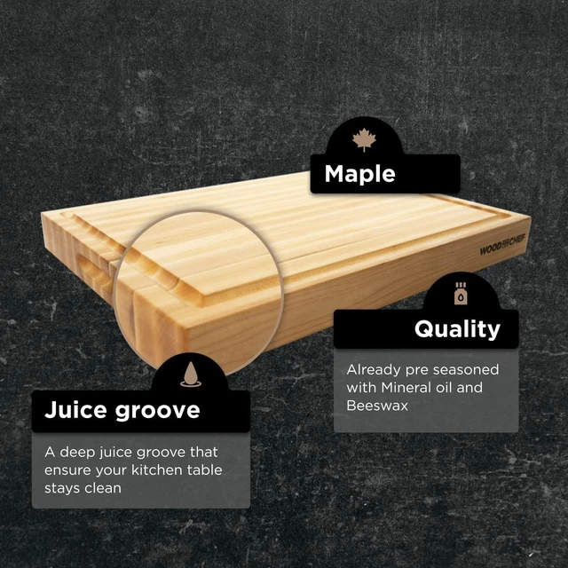 Alt view image 2 of 7 - 24" x 18" Classic Maple Reversible Cutting Board w/Juice Groove