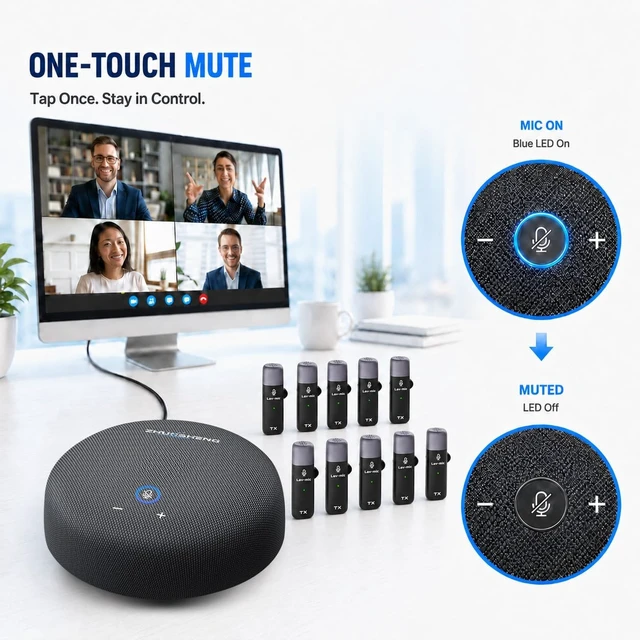 Alt view image 6 of 7 - CS02 Conference Speaker and Microphone, 10 Wireless Mics 360 Degree Pickup