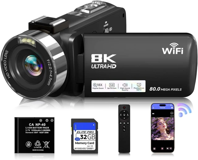 Main image of 8K Video Camera Camcorder, 80MP AutoFocus WiFi Vlogging Camera for YouTube
