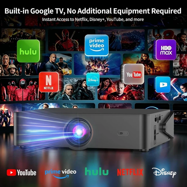Alt view image 2 of 7 - Projector with WiFi and Bluetooth,Officially Google TV & Native 1080PAuto Keystone Portable Projector for Ceiling/Home Theater/Bedroom