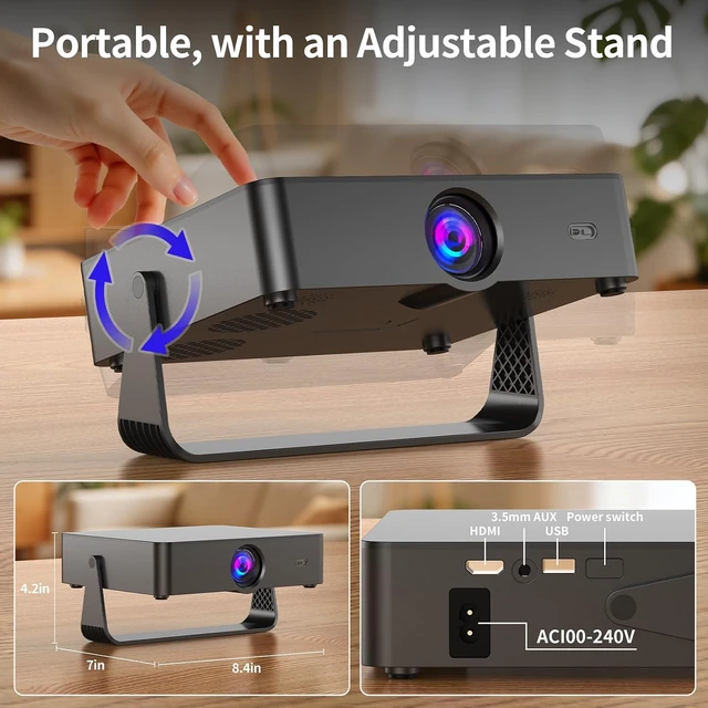 Alt view image 4 of 7 - Projector with WiFi and Bluetooth,Officially Google TV & Native 1080PAuto Keystone Portable Projector for Ceiling/Home Theater/Bedroom