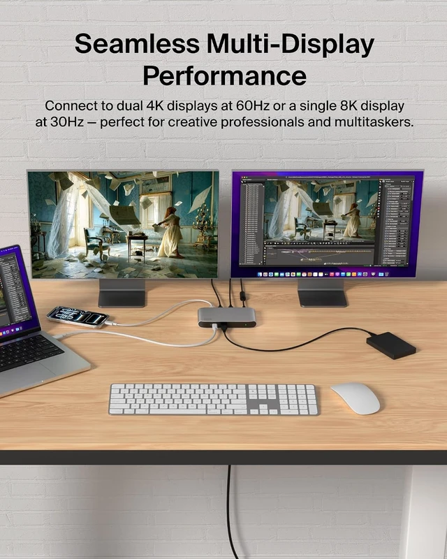 Alt view image 5 of 7 - Connect Thunderbolt 4 Docking Station, 5-in-1 USB-C Multiport Core Hub w/ 96W Power Delivery for Mac, Windows, Single 8K or Dual 4K Display, Thunderbolt 4 Cable & Power Supply Included