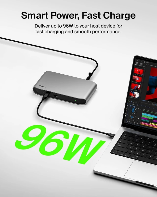 Alt view image 6 of 7 - Connect Thunderbolt 4 Docking Station, 5-in-1 USB-C Multiport Core Hub w/ 96W Power Delivery for Mac, Windows, Single 8K or Dual 4K Display, Thunderbolt 4 Cable & Power Supply Included