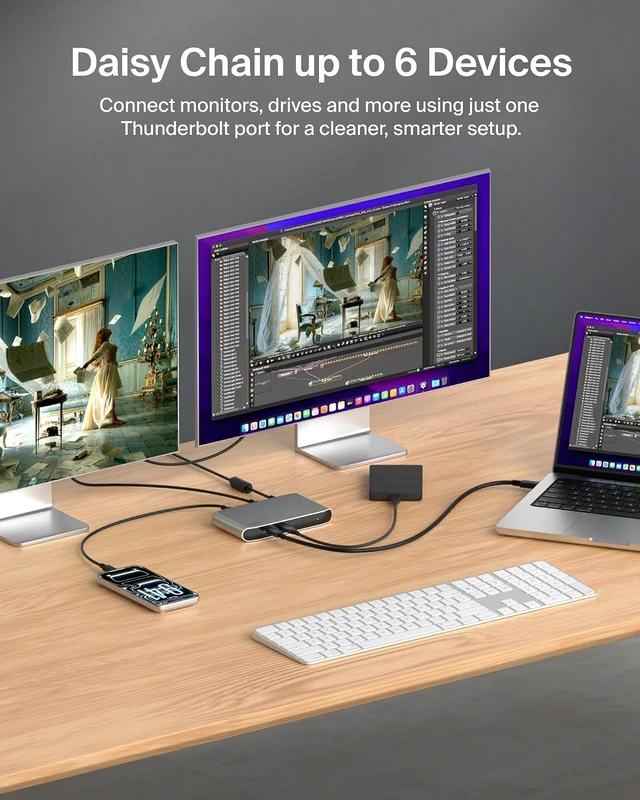 Alt view image 7 of 7 - Connect Thunderbolt 4 Docking Station, 5-in-1 USB-C Multiport Core Hub w/ 96W Power Delivery for Mac, Windows, Single 8K or Dual 4K Display, Thunderbolt 4 Cable & Power Supply Included