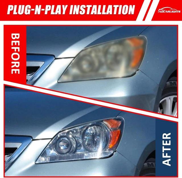 Alt view image 4 of 7 - Headlight Assembly for Honda Odyssey 2005 2006 2007 Black Housing Amber Reflector Headlamp Replacement PairW/O Bulbs