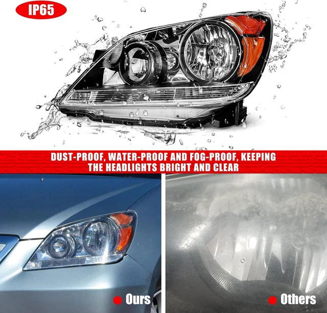 Alt view image 6 of 7 - Headlight Assembly for Honda Odyssey 2005 2006 2007 Black Housing Amber Reflector Headlamp Replacement PairW/O Bulbs