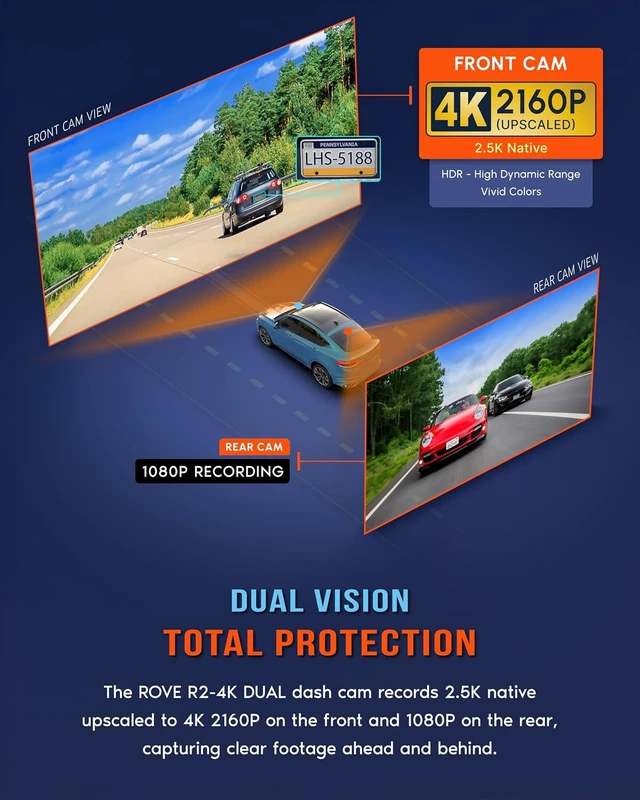 Alt view image 3 of 7 - R2-4K Dual Dash Cam Front and Rear, STARVIS 2 Sensor, Free 128GB Card