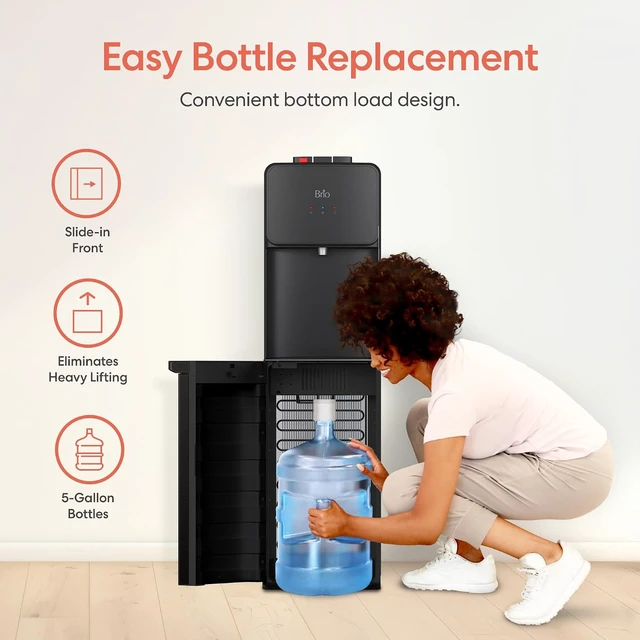 Alt view image 3 of 7 - 130 Series Bottom Load Water Cooler Dispenser, 5 Gallon Bottles, Black