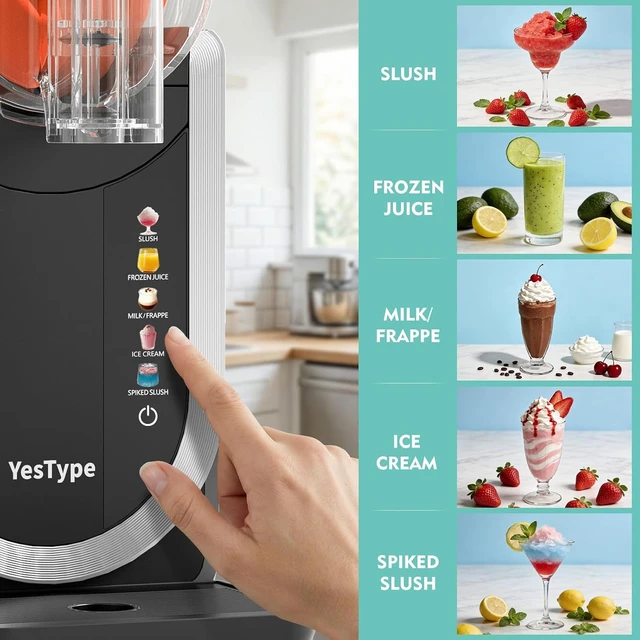 Alt view image 2 of 7 - Slushie Machine, Frozen Drink Maker for Home & Party 90oz Gray