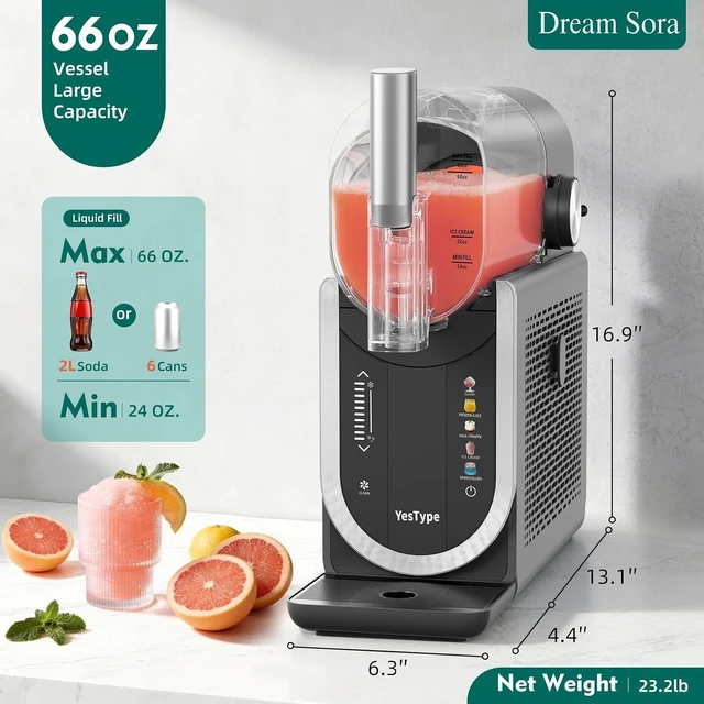 Alt view image 7 of 7 - Slushie Machine, Frozen Drink Maker for Home & Party 90oz Gray