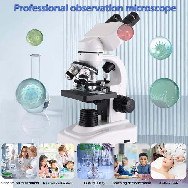Alt view image 6 of 7 - Compound Microscope40X-2500X WF10x and WF25x eyepieces, Dual LED Lighting and Two-Layer Mechanical StageMicroscope for Adults