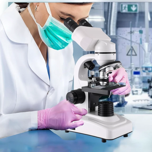 Alt view image 7 of 7 - Compound Microscope40X-2500X WF10x and WF25x eyepieces, Dual LED Lighting and Two-Layer Mechanical StageMicroscope for Adults