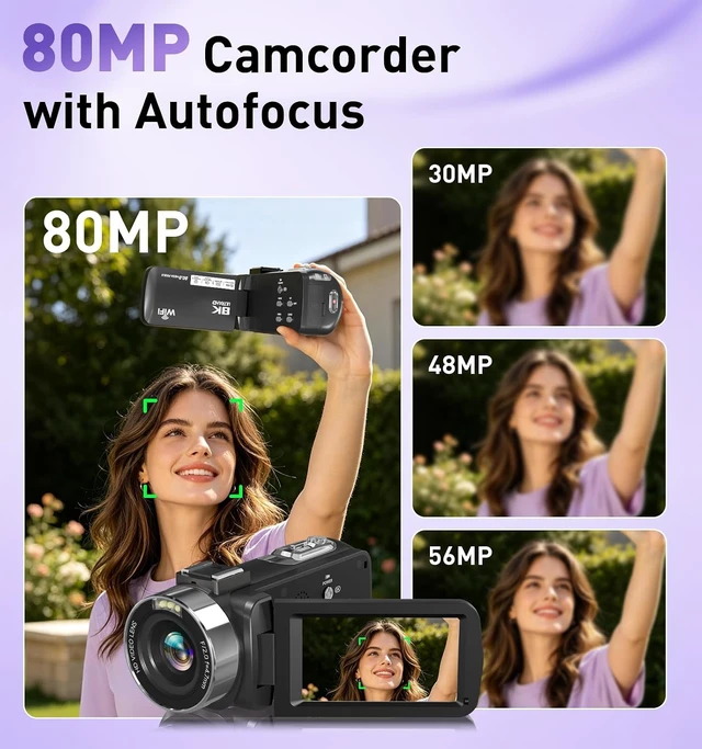 Alt view image 3 of 7 - 8K Video Camera Camcorder, 80MP AutoFocus WiFi Vlogging Camera for YouTube
