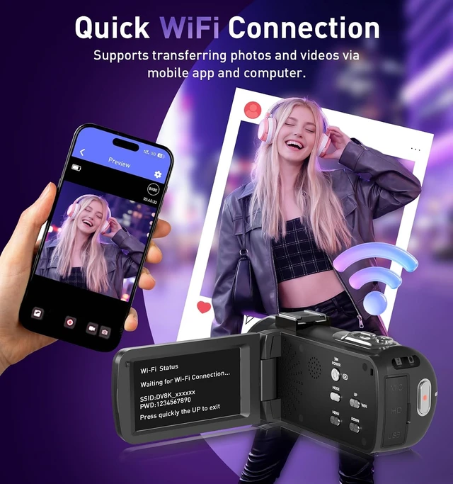 Alt view image 4 of 7 - 8K Video Camera Camcorder, 80MP AutoFocus WiFi Vlogging Camera for YouTube
