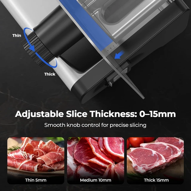 Alt view image 3 of 7 - Meat Slicer, Two 8.7 Stainless Steel Blades, 200W DC Motor