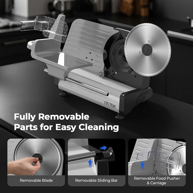 Alt view image 7 of 7 - Meat Slicer, Two 8.7 Stainless Steel Blades, 200W DC Motor