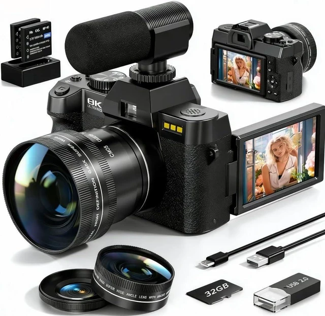 Main image of 8K 64MP Digital Cameras for Photography,16X Zoom and Microphone