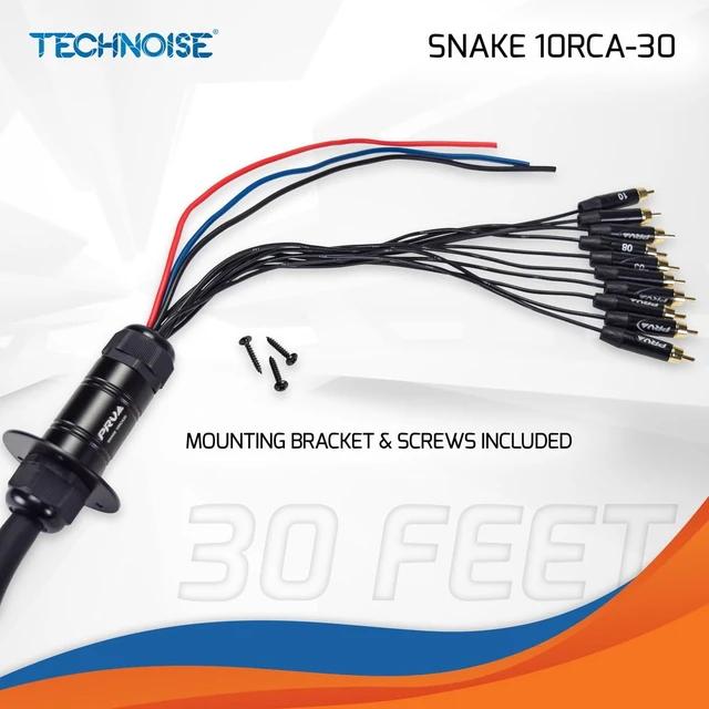 Alt view image 2 of 5 - Snake 10RCA-30 Car Audio 30 Ft Medusa Cable 10 RCA Channels + 3 Power