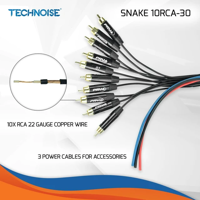 Alt view image 4 of 5 - Snake 10RCA-30 Car Audio 30 Ft Medusa Cable 10 RCA Channels + 3 Power
