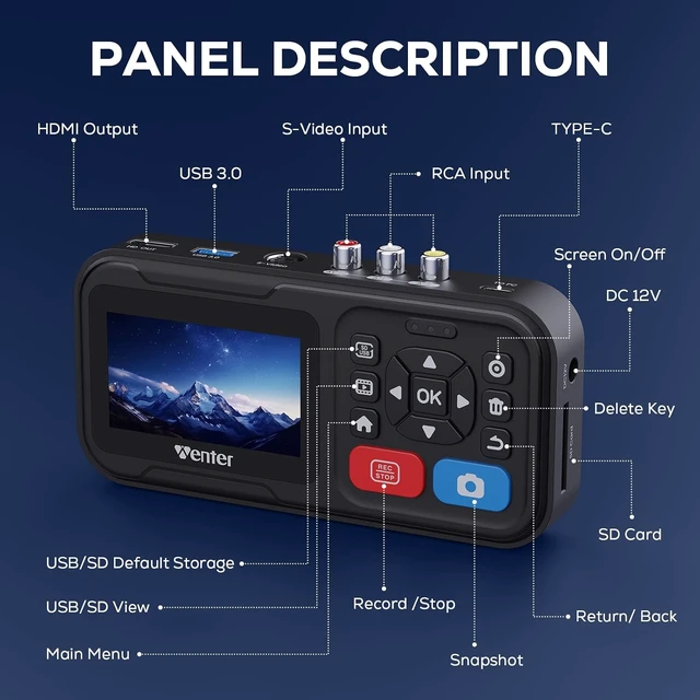 Alt view image 4 of 7 - VHS to Digital Converter, HD Video to Digital Converter Capture Recorder, Compatible with VHS, VCR, DVR, DVD, Hi8, Mini DV, Gaming Consoles (VCR/VHS/DVD Player/Camcorder Required)