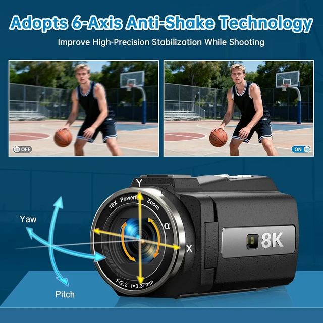 Alt view image 4 of 7 - 8K Video Camera Camcorder Latest 88MP Ultra HD Video Cameras WiFi Vlogging Camera for YouTube 18X Digital Video Cameras with Microphone 6-Axis Anti-Shake IR Night Vision Video Recorder
