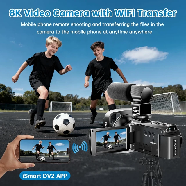 Alt view image 5 of 7 - 8K Video Camera Camcorder Latest 88MP Ultra HD Video Cameras WiFi Vlogging Camera for YouTube 18X Digital Video Cameras with Microphone 6-Axis Anti-Shake IR Night Vision Video Recorder
