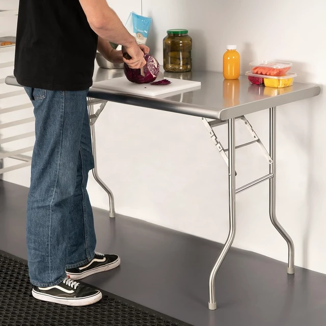 Alt view image 4 of 7 - HARDURA Folding Stainless Steel Prep Table 24X48 Inches with Legs
