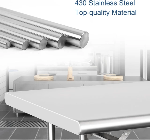 Alt view image 7 of 7 - HARDURA Folding Stainless Steel Prep Table 24X48 Inches with Legs