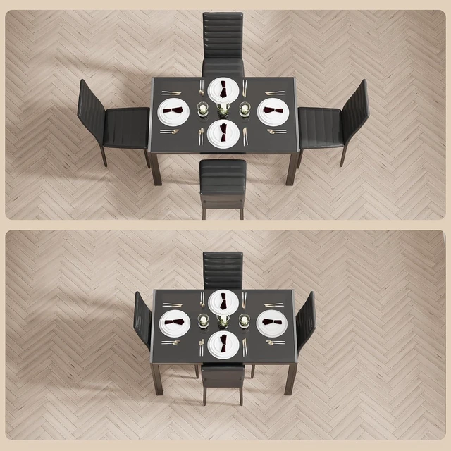 Alt view image 4 of 7 - Kitchen Dining Table Set for 4, Tempered Glass 5 Piece - Black