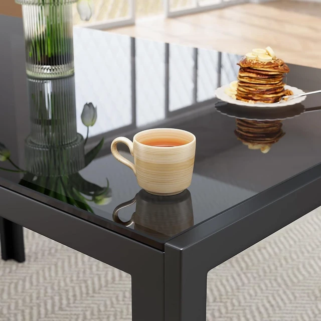 Alt view image 6 of 7 - Kitchen Dining Table Set for 4, Tempered Glass 5 Piece - Black