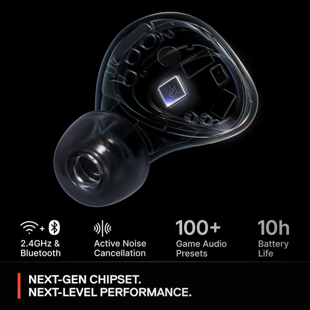 Alt view image 3 of 7 - Arctis GameBuds for Xbox/PC/PS5/Switch/Mobile Quick-Switch 2.4GHz+Bluetooth 5.3 Active Noise Cancelling Mobile App Water Resistant IP55 40H Battery with Qi Charging Case - Black