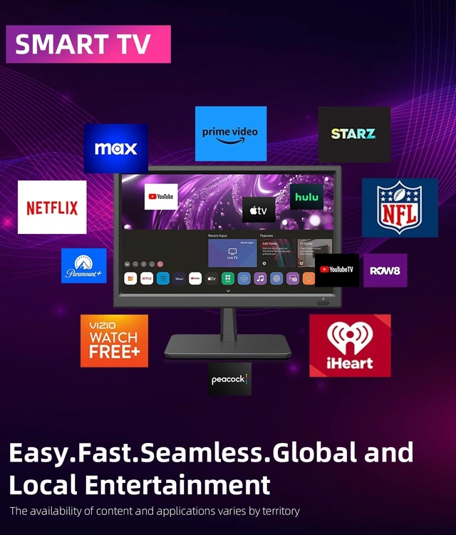 Alt view image 4 of 7 - 15.6 Inch Small Smart TV HD 1080P LED, Flat Screen Smart Television with ATSC Tuner/HDMI/USB/AV for Kitchen, RV, Camper, Home & Bedroom or On-The-Go Entertainment