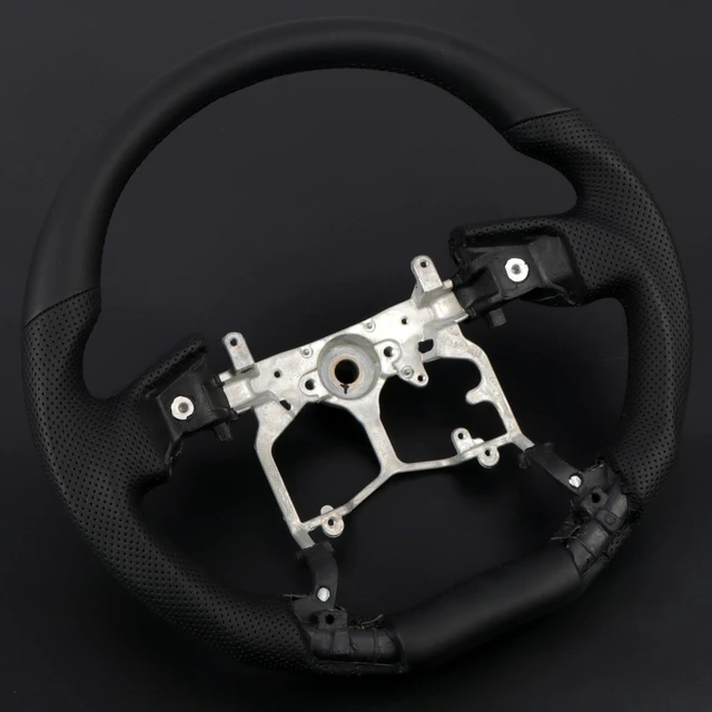 Alt view image 3 of 7 - for Toyota 4Runner 2010-2024, Tundra 2014-2021, Tacoma 2012-2023, Sequoia 14-22 Steering Wheel Replacement Part BLACK Perforated Leather No Strip (No Heating Function)