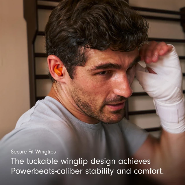 Alt view image 4 of 7 - Power Fit - Wireless Noise Cancelling Workout Earbuds with Secure-Fit Wingtips, Up to 30-Hour Battery Life, Sweat & Water Resistant, & Android Compatible - Spark Orange