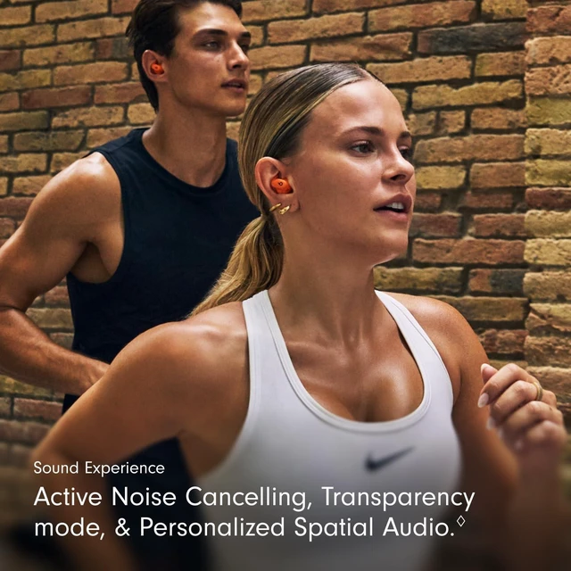 Alt view image 5 of 7 - Power Fit - Wireless Noise Cancelling Workout Earbuds with Secure-Fit Wingtips, Up to 30-Hour Battery Life, Sweat & Water Resistant, & Android Compatible - Spark Orange