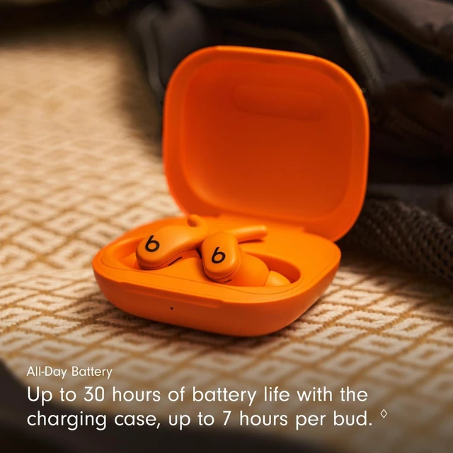 Alt view image 6 of 7 - Power Fit - Wireless Noise Cancelling Workout Earbuds with Secure-Fit Wingtips, Up to 30-Hour Battery Life, Sweat & Water Resistant, & Android Compatible - Spark Orange