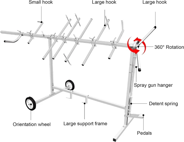 Alt view image 2 of 7 - Adjustable Bumper Stand,Car Door Painting Rack with 360° Rotatable Brake Wheels,Automotive Painting Holder for Fixing Car Body Parts and Door Painting (2 Wheels), 202310042