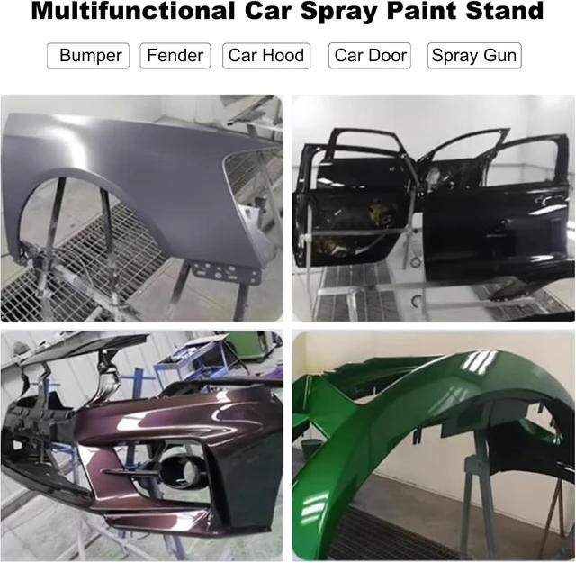 Alt view image 6 of 7 - Adjustable Bumper Stand,Car Door Painting Rack with 360° Rotatable Brake Wheels,Automotive Painting Holder for Fixing Car Body Parts and Door Painting (2 Wheels), 202310042
